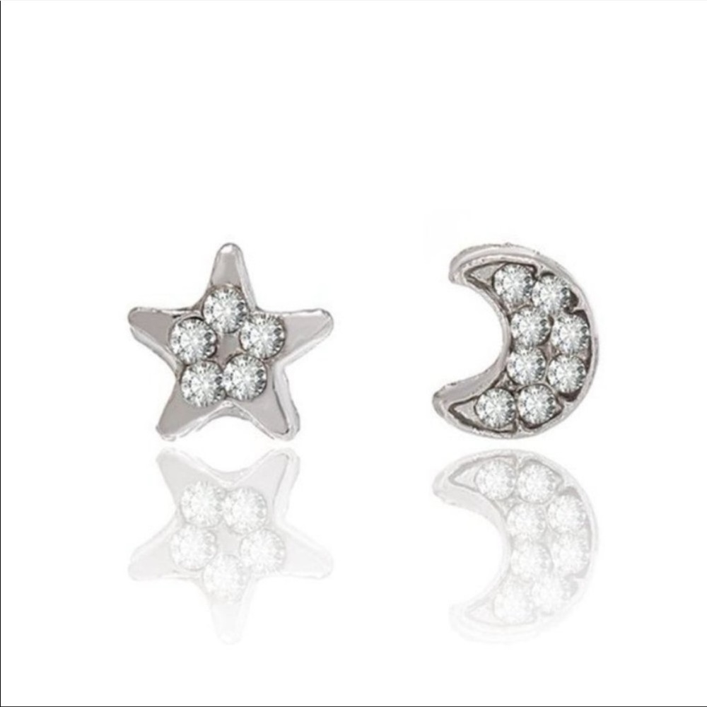 Rhinestone Moon and star earrings